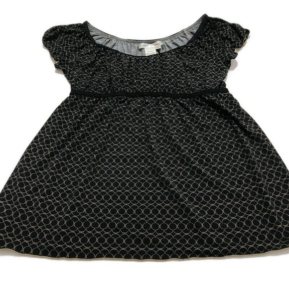 MAX STUDIO  | Black & Gold Empire Waist Top Size M - Picture 9 of 14